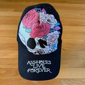 Linda Finegold Assholes Live Forever Skull and Roses Hat